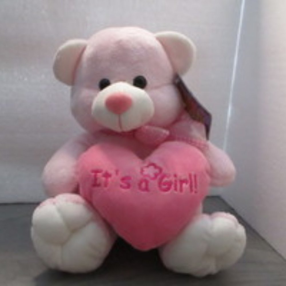 It's Girl Pink Bear Plush Toy - Baby Frenz Forever by Woodytoys 8"